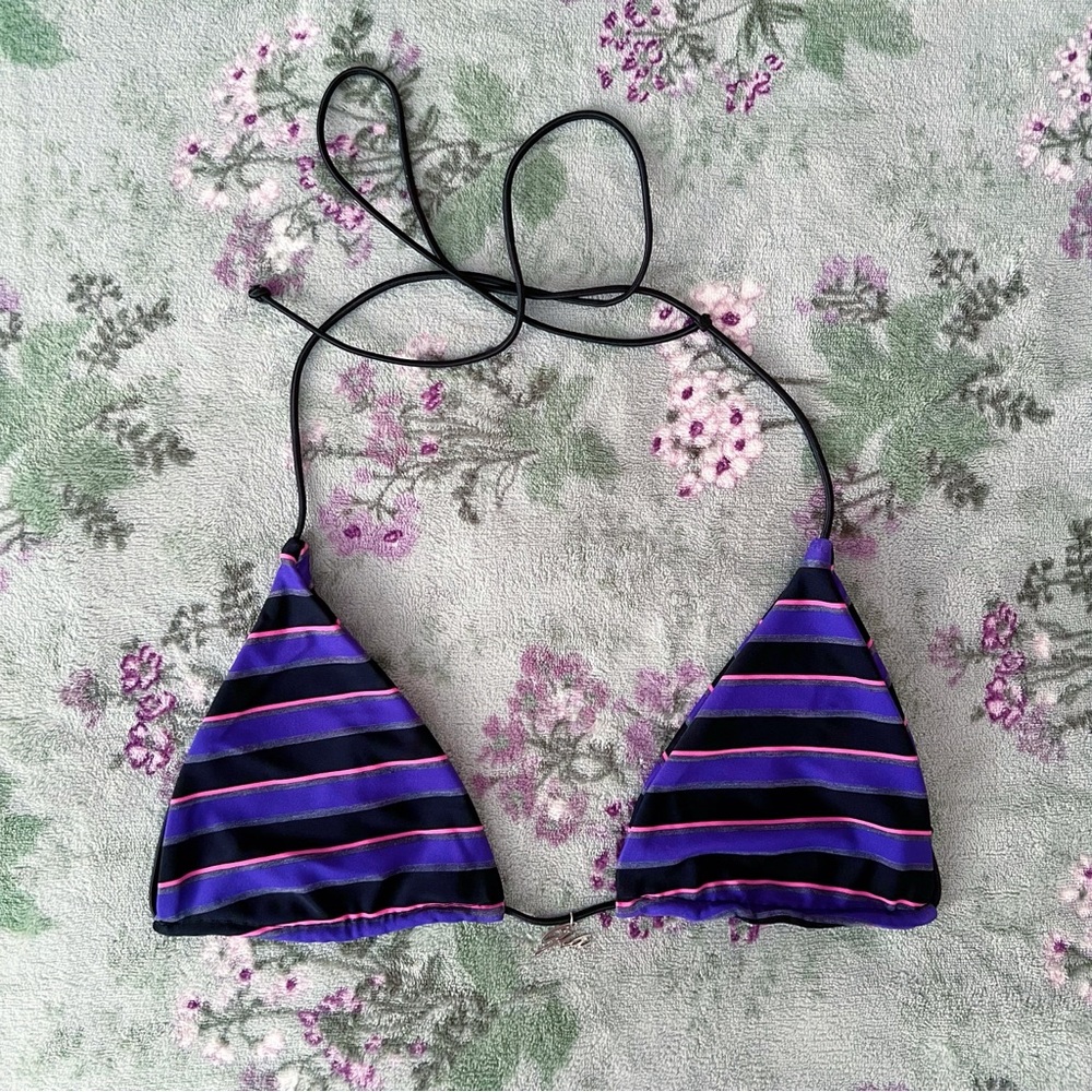 I.AM.GIA Carrie Purple Striped Bikini Top